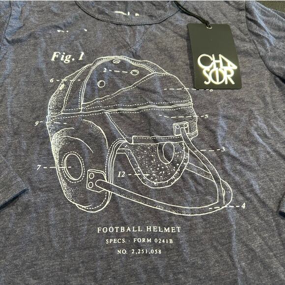 NWT Chaser Football Helmet Graphic Long Sleeve Tee, Navy, Boys Size 6 - Picture 2 of 4